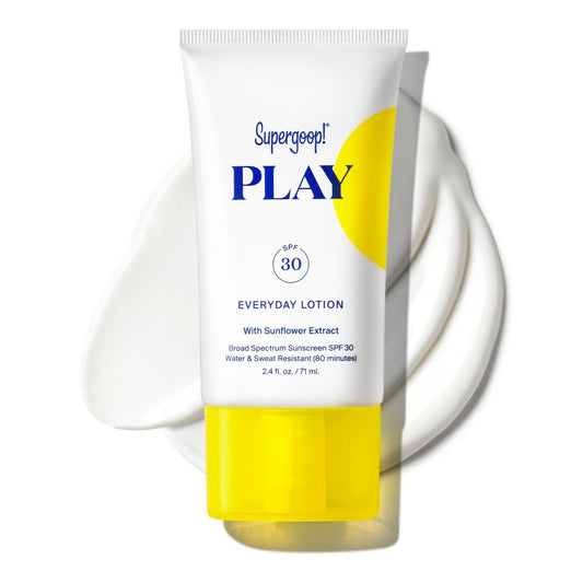 Supergoop! PLAY Everyday Lotion SPF 50 – Breitband Sonnenschutz für Gesicht und Körper – Ideal für aktive Tage – Schnell einziehend, wasser- und schweißresistent – 2,4 fl oz
