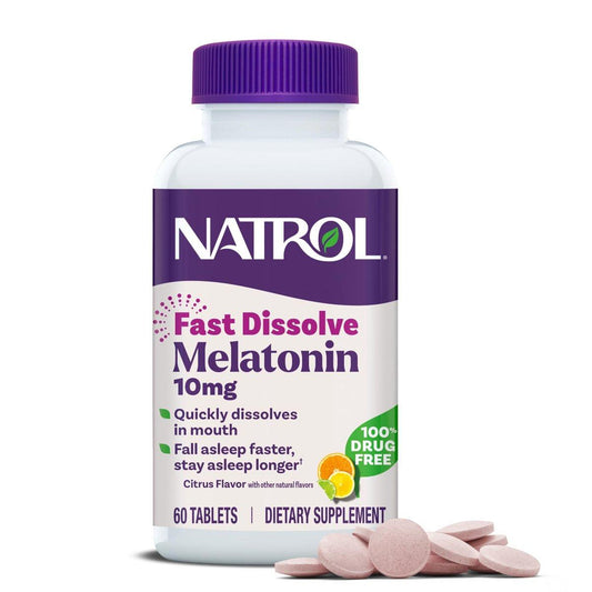 Natrol Melatonin 10 mg schnell lösliche Tabletten – 60 Zitrus-Tabletten für erholsamen Schlaf bei Erwachsenen