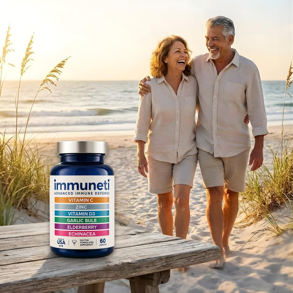 Immuneti Advanced Immune Support – Ärztlich formuliertes 6-in-1 tägliches Immunitätsergänzungsmittel – Hergestellt in den USA – Mit Vitamin C, D3, Zink, Holunderbeere, Knoblauch & Echinacea – Vitalstoffe & Antioxidantien (1)