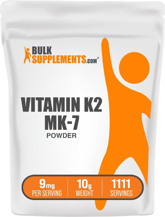 BulkSupplements.com Vitamin K2 Pulver - Vitamin K2 MK-7, als Menaquinon Pulver - K2 Vitamin Ergänzung für Wohlbefinden, Glutenfrei, 9 mg pro Portion, 10 g (0,35 Unzen) (1er Pack)