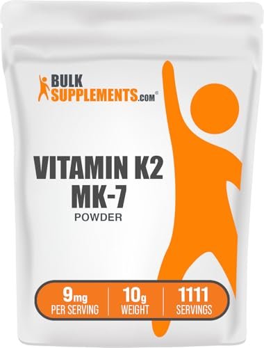 BulkSupplements.com Vitamin K2 Pulver - Vitamin K2 MK-7, als Menaquinon Pulver - K2 Vitamin Ergänzung für Wohlbefinden, Glutenfrei, 9 mg pro Portion, 10 g (0,35 Unzen) (1er Pack)