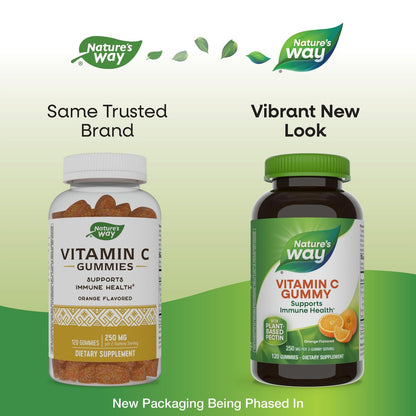 Nature's Way Vitamin C Gummis – Immununterstützung*, Antioxidans, 250 mg pro 2-Gummy-Portion, Orangen-Geschmack, 120 Gummis