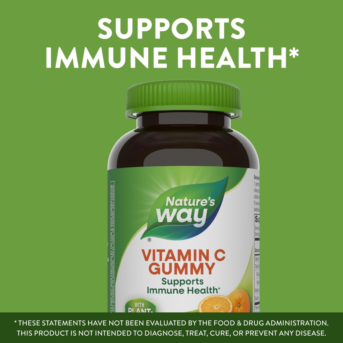 Nature's Way Vitamin C Gummis – Immununterstützung*, Antioxidans, 250 mg pro 2-Gummy-Portion, Orangen-Geschmack, 120 Gummis