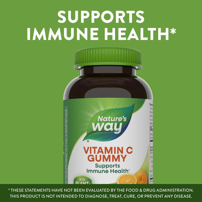 Nature's Way Vitamin C Gummis – Immununterstützung*, Antioxidans, 250 mg pro 2-Gummy-Portion, Orangen-Geschmack, 120 Gummis