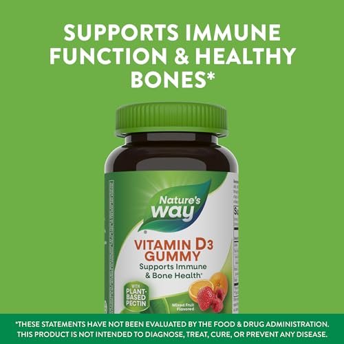 Nature's Way Vitamin D3 Gummis – 2000 IE (50 µg) pro Portion, 120 Gummis, Immun- und Knochenunterstützung, Mischfruchtgeschmack
