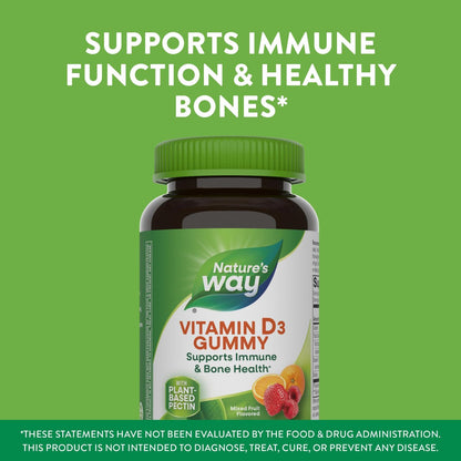 Nature's Way Vitamin D3 Gummis – 2000 IE (50 µg) pro Portion, 120 Gummis, Immun- und Knochenunterstützung, Mischfruchtgeschmack