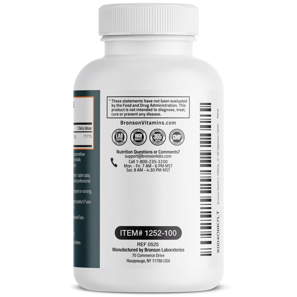 Bronson Vitamin C 1000 mg Extra Stärke – Hochdosiertes Vitamin C für ein gesundes Immunsystem, Non-GMO, 100 vegane Tabletten