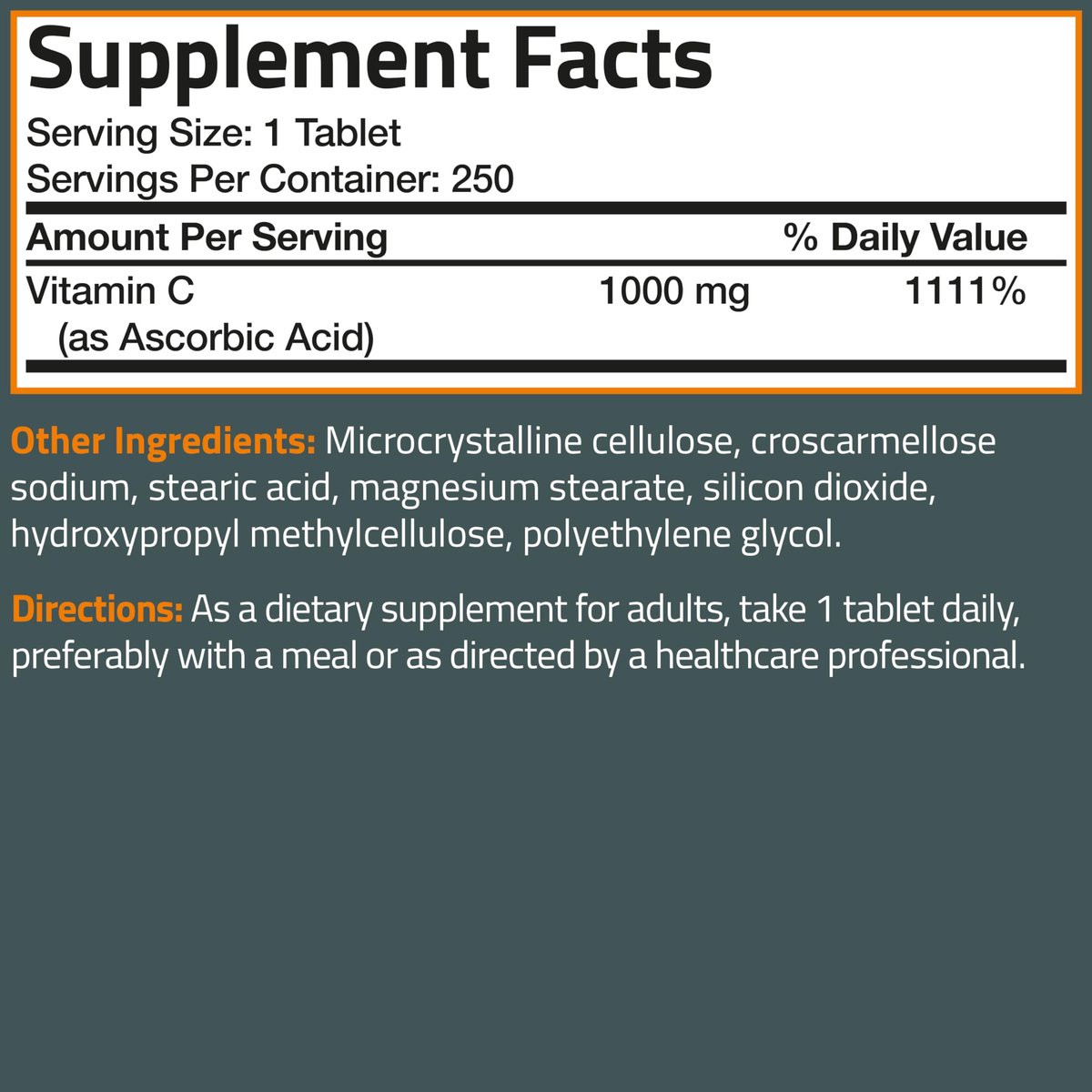 Bronson Vitamin C 1000 mg Extra Strength – Hochdosiertes Vitamin C für ein starkes Immunsystem, Nicht-GVO, 250 vegetarische Tabletten