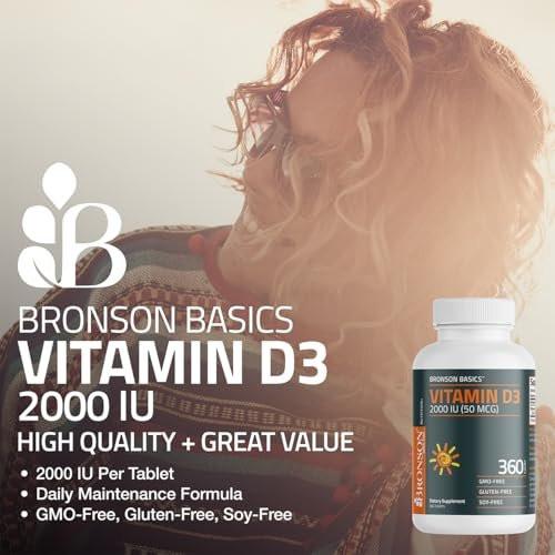 Bronson Vitamin D3 2000 IE (50 µg) – 360 Tabletten, Nicht-GVO, Hochdosiert