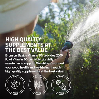 Bronson Vitamin D3 2000 IE (50 µg) – 360 Tabletten, Nicht-GVO, Hochdosiert