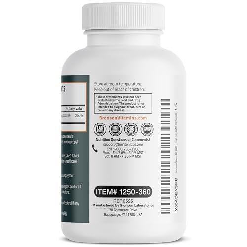 Bronson Vitamin D3 2000 IE (50 µg) – 360 Tabletten, Nicht-GVO, Hochdosiert