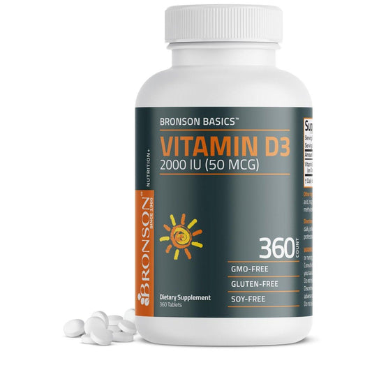 Bronson Vitamin D3 2000 IE (50 µg) – 360 Tabletten, Nicht-GVO, Hochdosiert