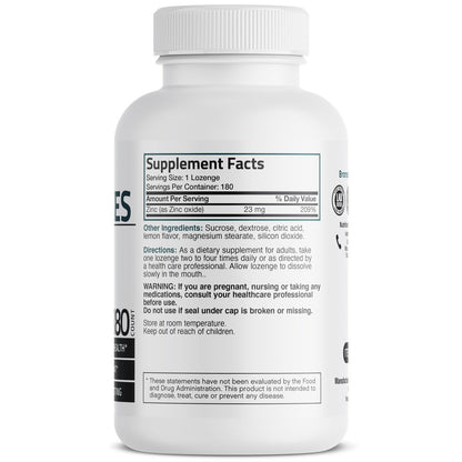 Bronson Zink Lutschtabletten Antioxidans & Immununterstützung Supplement Zitronengeschmack, 180 Kautabletten