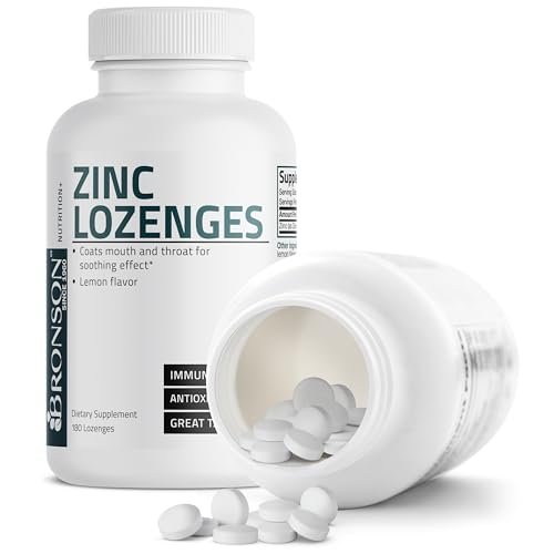 Bronson Zink Lutschtabletten Antioxidans & Immununterstützung Supplement Zitronengeschmack, 180 Kautabletten