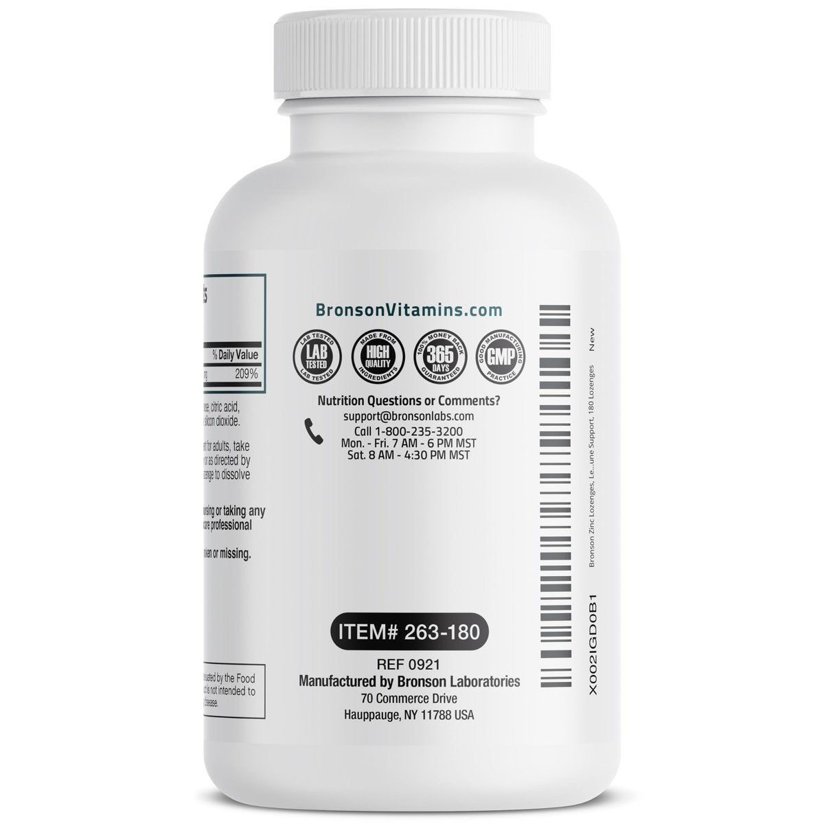 Bronson Zink Lutschtabletten Antioxidans & Immununterstützung Supplement Zitronengeschmack, 180 Kautabletten