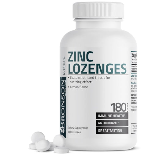 Bronson Zink Lutschtabletten Antioxidans & Immununterstützung Supplement Zitronengeschmack, 180 Kautabletten