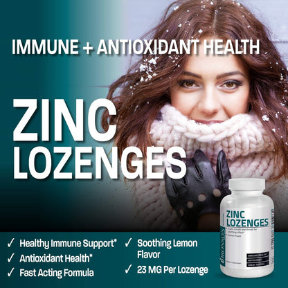 Bronson Zink Lutschtabletten Antioxidans & Immununterstützung Supplement Zitronengeschmack, 180 Kautabletten