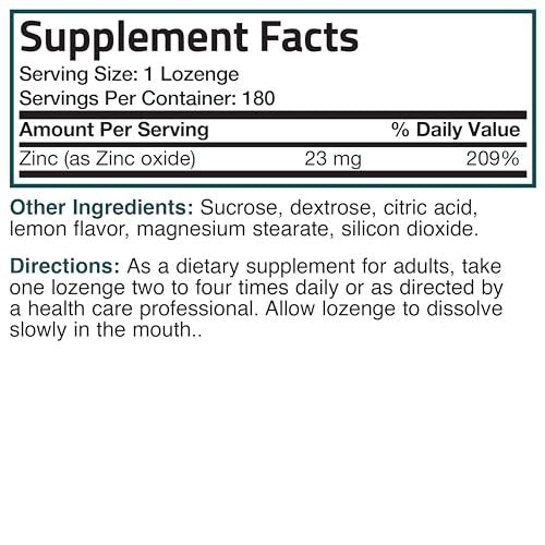 Bronson Zink Lutschtabletten Antioxidans & Immununterstützung Supplement Zitronengeschmack, 180 Kautabletten