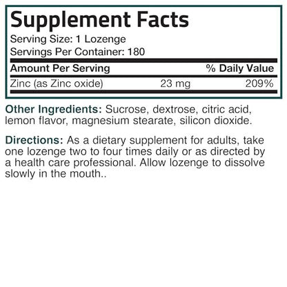 Bronson Zink Lutschtabletten Antioxidans & Immununterstützung Supplement Zitronengeschmack, 180 Kautabletten