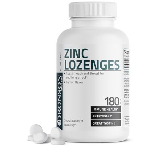 Bronson Zink Lutschtabletten Antioxidans & Immununterstützung Supplement Zitronengeschmack, 180 Kautabletten