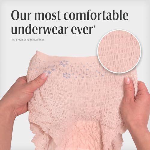 Depend Night Defense Inkontinenzslip für Frauen, Übernacht, Mittel, Blush, 15 Stück