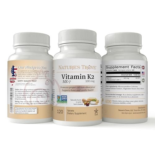 Nature's Trove Vitamin K2 MK7 Supplement, 100 mcg, 120 Kapseln, Vegan