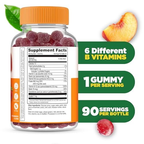 Lifeable Vitamin B-Komplex Gummis für Erwachsene | mit Vitamin C | Leckerer Geschmack | Für Energie und Nervensystem | Vegane B-Komplex Vitamine für Frauen, Männer | 90 Gummis