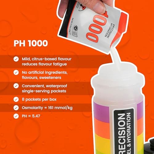 Precision Hydration Elektrolyt-Pulver – ohne künstliche Inhaltsstoffe, mehrstufige Hydratationsbeutel – einzelne wasserdichte Portionen – gluten-/laktosefrei, 1 Box (8 Beutel, 1000 mg/L – Orange)