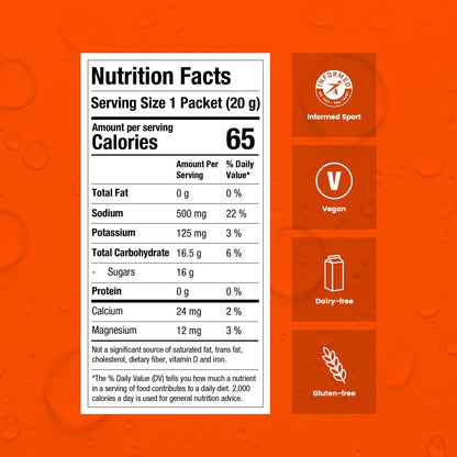 Precision Hydration Elektrolyt-Pulver – ohne künstliche Inhaltsstoffe, mehrstufige Hydratationsbeutel – einzelne wasserdichte Portionen – gluten-/laktosefrei, 1 Box (8 Beutel, 1000 mg/L – Orange)