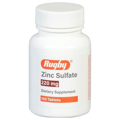 Rugby Zinksulfat 220 mg Tabletten – Mit Zinksulfat-Heptahydrat – Nahrungsergänzungsmittel – 100 Stück (1 Packung)