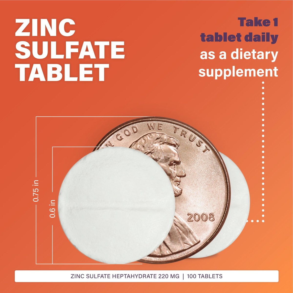 Rugby Zinksulfat 220 mg Tabletten – Mit Zinksulfat-Heptahydrat – Nahrungsergänzungsmittel – 100 Stück (1 Packung)