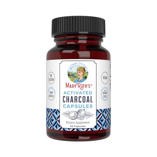 MARYRUTH'S Organics Aktivkohle Kapseln | Substanzadsorption | aus Kokosnussschalen | Vegane Kapseln aus Kiefernholz | Nicht-GVO | Glutenfrei | 40 Stück