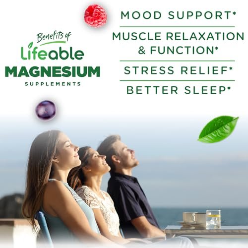 Lifeable Magnesium Gummis für Erwachsene | 900 mg Magnesiumcitrat Gummis | Vegan | für Männer und Frauen | 90 Stück