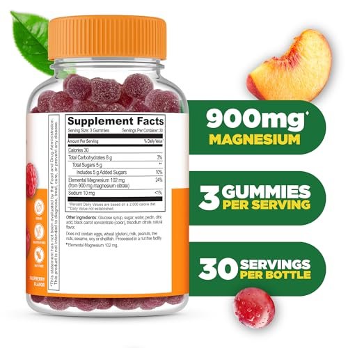 Lifeable Magnesium Gummis für Erwachsene | 900 mg Magnesiumcitrat Gummis | Vegan | für Männer und Frauen | 90 Stück