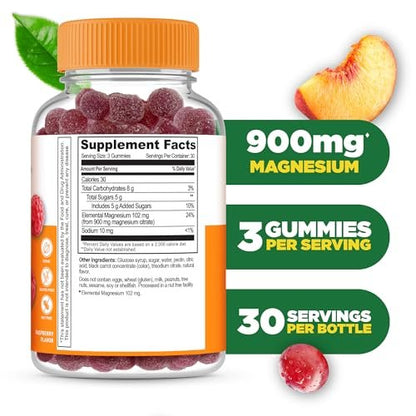 Lifeable Magnesium Gummis für Erwachsene | 900 mg Magnesiumcitrat Gummis | Vegan | für Männer und Frauen | 90 Stück