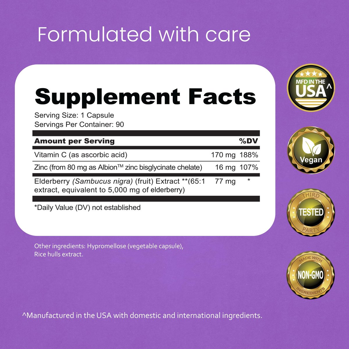 NaturaLife Labs Sambucus Holunderbeeren Kapseln – mit Vitamin C & Zink – Immununterstützung – 90 vegane Kapseln – Nicht-GVO & glutenfrei
