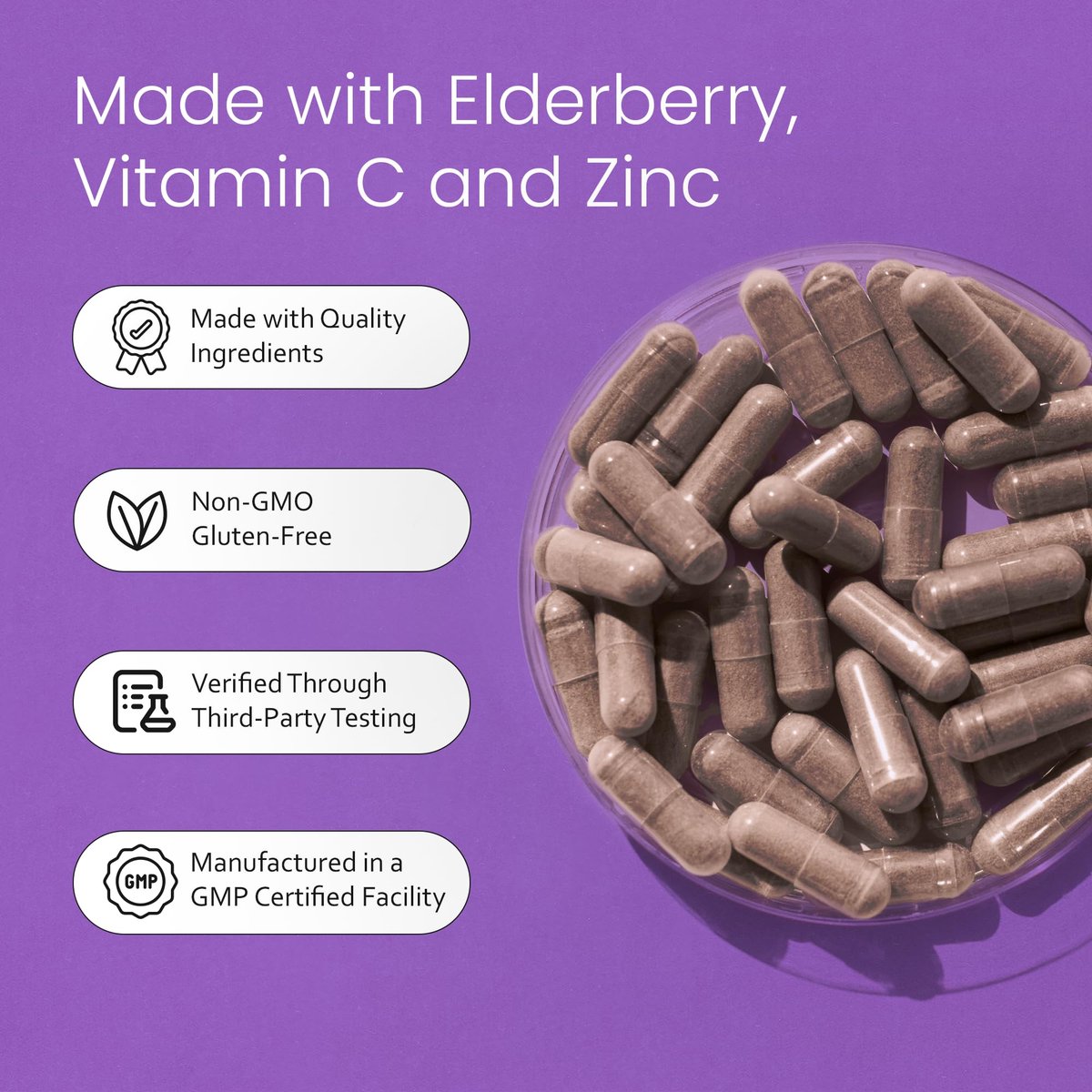 NaturaLife Labs Sambucus Holunderbeeren Kapseln – mit Vitamin C & Zink – Immununterstützung – 90 vegane Kapseln – Nicht-GVO & glutenfrei