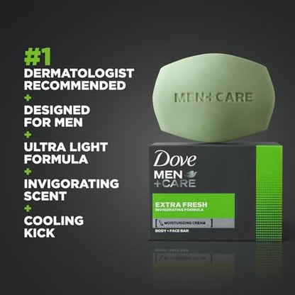 Dove Men+Care Seife Extra Fresh 4er-Pack (24 Stück) – Feuchtigkeitsspendender 3-in-1 Reiniger für Körper, Hände und Gesicht, 22,5 Oz je Stück