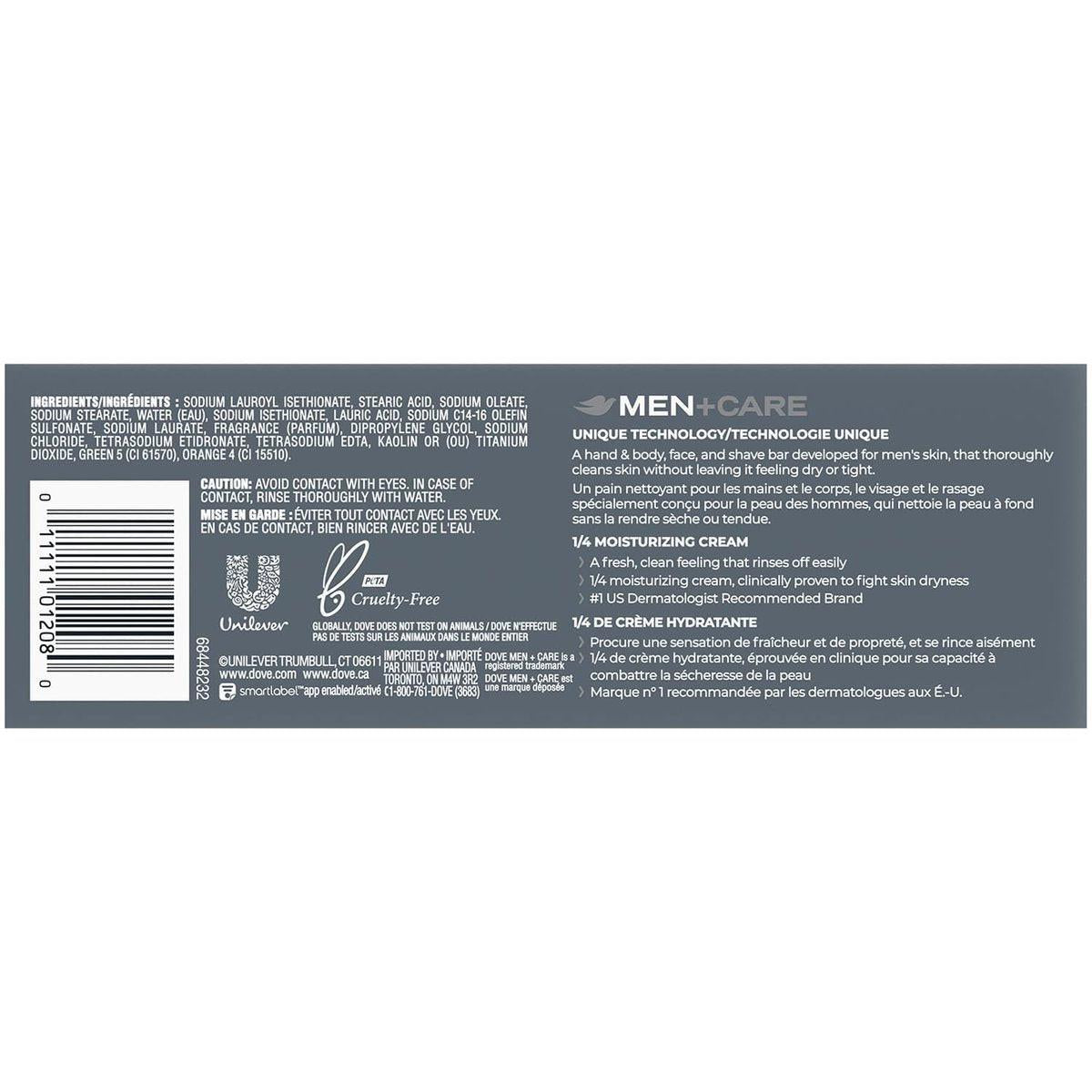 Dove Men+Care Seife Extra Fresh 4er-Pack (24 Stück) – Feuchtigkeitsspendender 3-in-1 Reiniger für Körper, Hände und Gesicht, 22,5 Oz je Stück
