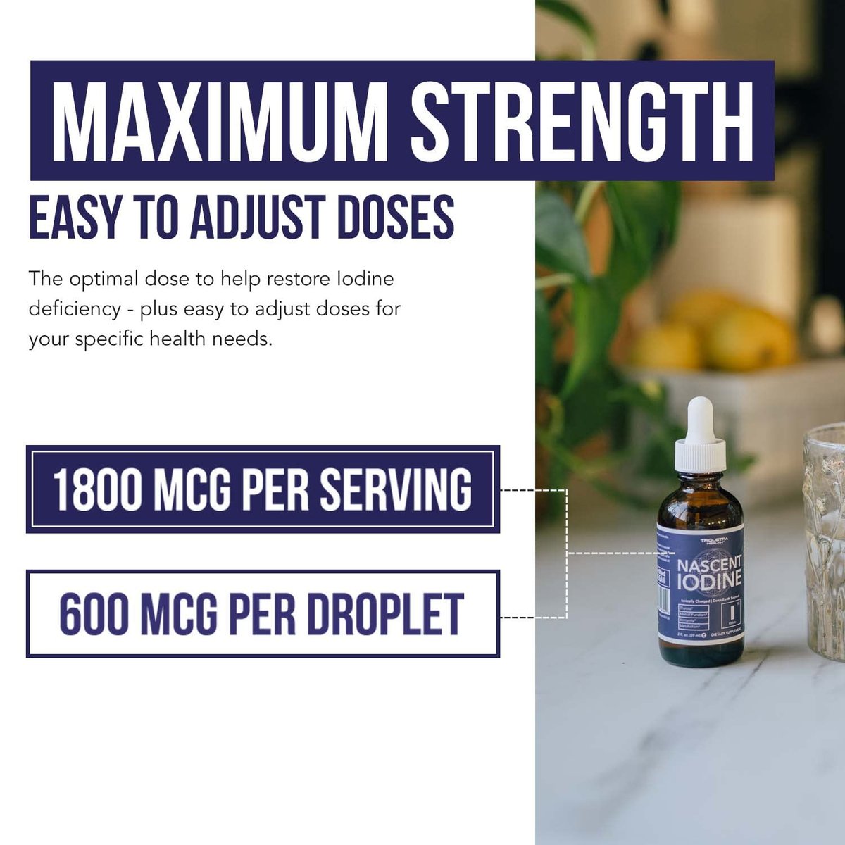 Nascent Iod Supplement 400 Portionen, Glasflasche, Vegan, 1800 mcg - 600 mcg pro Tropfen, Rein & Farblos, Unterstützt Schilddrüsenfunktion, Energie, Immunsystem & Stoffwechsel (60 ml)