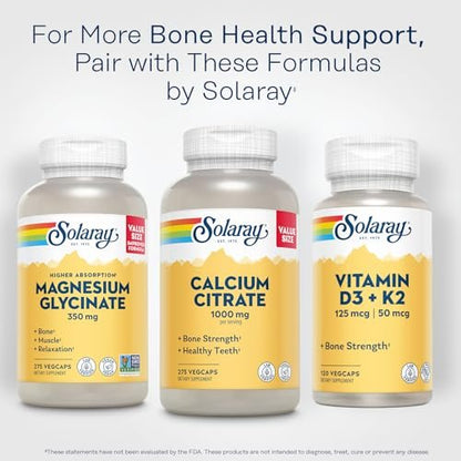 Solaray Calcium Citrat 1000 mg – Chelat-Calcium-Ergänzung für starke Knochen und gesunde Zähne – Leicht verdaulich – 60-Tage-Garantie, vegan – 68 Portionen, 275 VegKaps