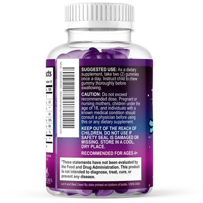 Kinder Immunstärkung Holunder Gummibärchen - Tägliche Vitamine C, Zink & Immununterstützung Gummy - Nature's Sambucus Holunder Ergänzung, Vegan, Glutenfrei, Leckerer Beerengeschmack - 120 Gummibärchen