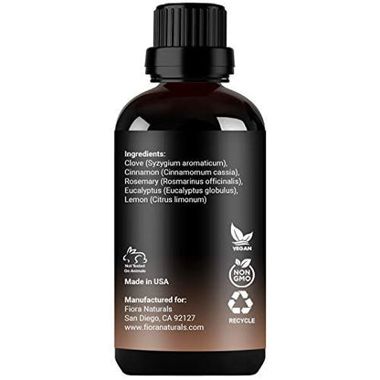 Immunity Essential Oil Blend – Fiora Naturals – Abwehrstarkes Aromatherapie-Öl mit Nelke, Zimt, Zitrone, Rosmarin & Eukalyptus – 30 ml