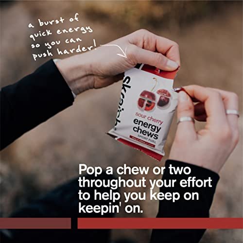 Skratch Labs Energy Chews mit 50 mg Koffein | Koffeinhaltige Gummibärchen für Laufen, Radfahren & Ausdauer | Schnelle Kohlenhydrate, leicht verdaulich | Sauerkirsche 10er Pack | Glutenfrei, Vegan