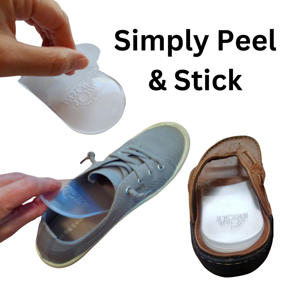 Soul Insole Fersenerhöhung für Damen und Herren - 4 Stück stapelbare Klebepolster, verstellbare Höhenzunahme-Einlegesohlen für Beinlängendifferenz 1/8", 1/4", 3/8", 1/2" (Klein)