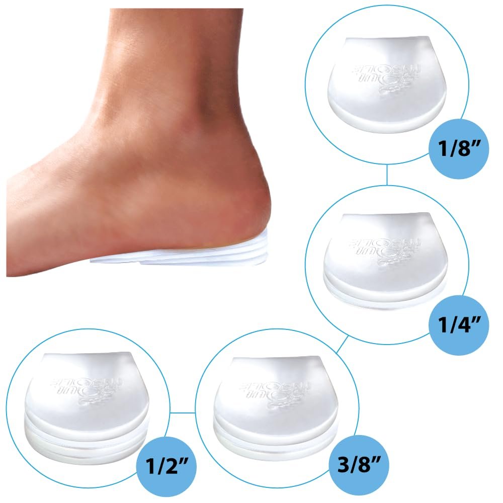 Soul Insole Fersenerhöhung für Damen und Herren - 4 Stück stapelbare Klebepolster, verstellbare Höhenzunahme-Einlegesohlen für Beinlängendifferenz 1/8", 1/4", 3/8", 1/2" (Klein)