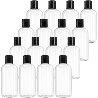 Bekith 16er-Pack 8oz Klare Plastikflaschen mit Disc-Top-Verschlüssen, Nachfüllbare Reisebehälter für Shampoo, Lotionen, Flüssigseife, Cremes