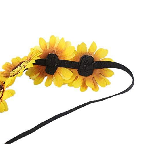 DALJIAFA 4 Halloween Sonnenblumen-Stirnreifen Gänseblümchen Blumen-Haarreifen für Frauen Krone Blumenschmuck Haarband Kranz Hawaiian Kostüm Verkleidung Festival Maskerade Hochzeit Geburtstag Party Zubehör