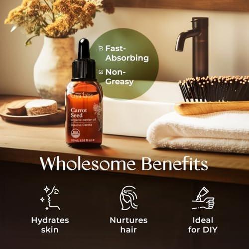 Gya Labs USDA Bio Karottensamenöl – 30 ml Trägeröl für Haare, Haut, Gesicht, Kopfhaut & Körpermassage