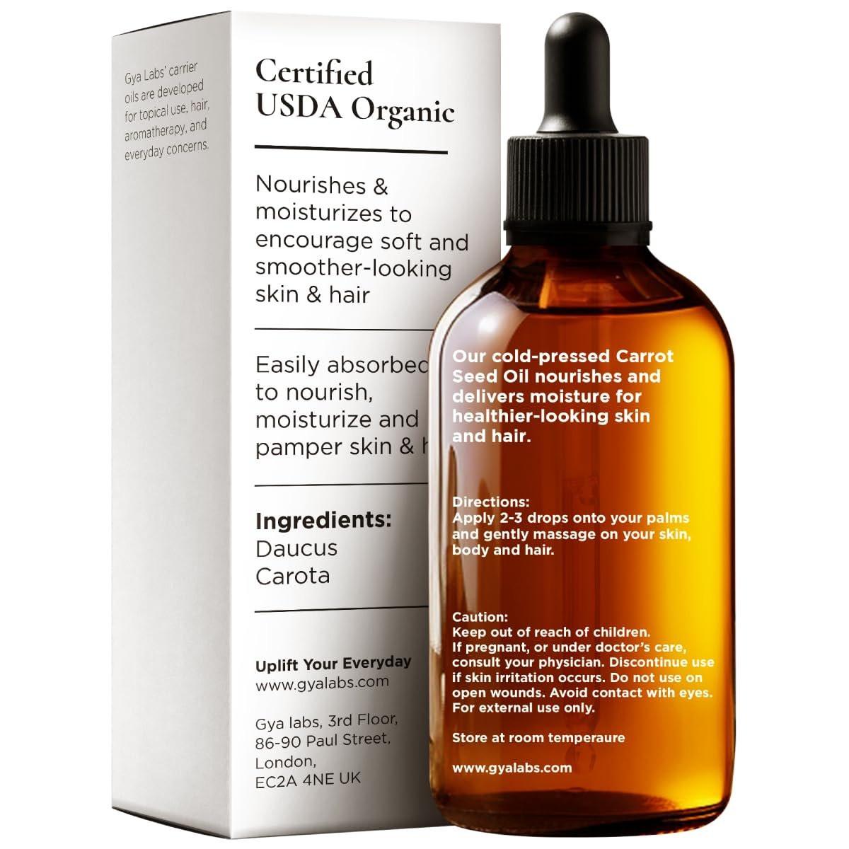 Gya Labs USDA Bio Karottensamenöl – 30 ml Trägeröl für Haare, Haut, Gesicht, Kopfhaut & Körpermassage
